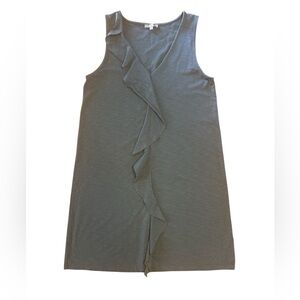 Lilla P Sleeveless Asymmetrical Ruffle V-neck Shift Dress in Grey
